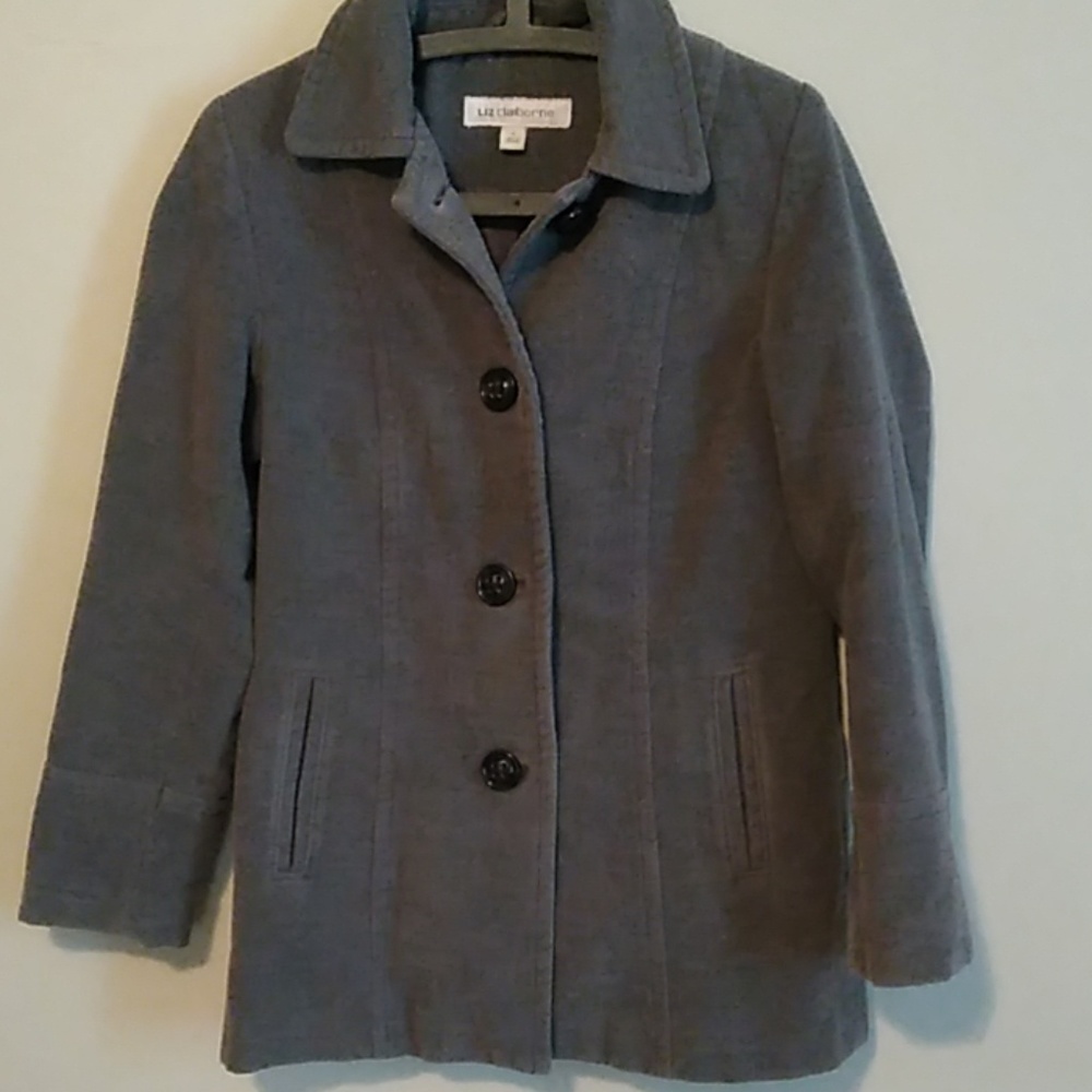 Grey velveteen pea coat